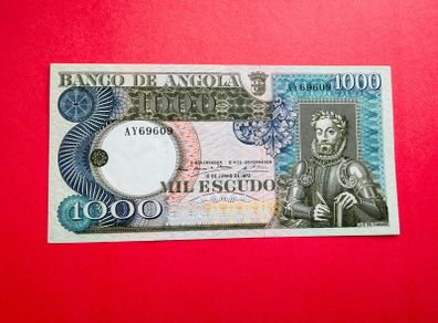 Angola  1000.  Escudos  1973.  PICK 108. SCARCE . ( uncirculated )