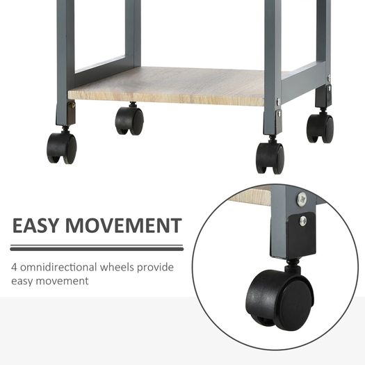 Multi-tier Rolling Kitchen Trolley Serving Cart with 3-Bottle Wine Rack, 1 Drawer, 1 Tray