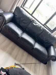 Real leather brown sofas