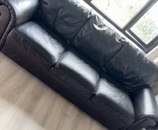 Real leather brown sofas