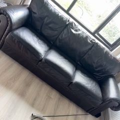Real leather brown sofas