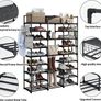 Shoe Rack 9 Tier 3 Row, Metal Shoes Storage Organiser Shelf, Holds 50-55 Pairs Shoe Boots, Stackable Stand Shoe Cabinet with Hooks, Tall Shoe Tower for Hallway Entryway, Space Saving (FREE POSTAGE) Image 6