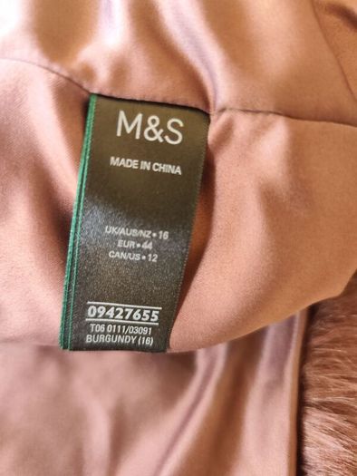 Brand New Fur Faux coat jacket burgundy purple M&S Sienna Miller Size 16