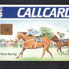 1991 Ireland 10 unit Irish Horse Racing Definitive Callcard with Gemplus Chip, College Green Address, Slight shinny finish, No Flag, No Barcode Used. Telecom Eireann card number 1033.