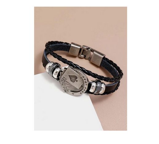 Men's Leather Bracelet with Poker - excellent gift