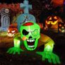 SEASONAL SALE Halloween Inflatable Crawling Green Ghost with Tombstone, Built-in LED Lights, Inflatable LED Lights Blow Up Yard Decoration Image 2