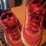 womens Fila Disruptors burgundy & gold suede Image 3