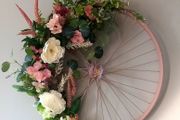 60cm dusky blush floral bicycle wheel
