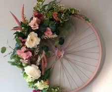 60cm dusky blush floral bicycle wheel