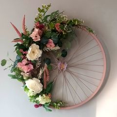 60cm dusky blush floral bicycle wheel