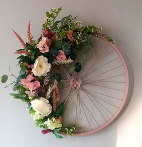 60cm dusky blush floral bicycle wheel