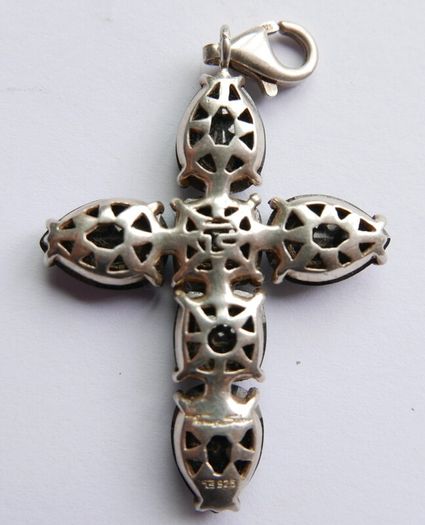 THOMAS SABO Sterling Silver Black Onyx Cross Charm Pendant