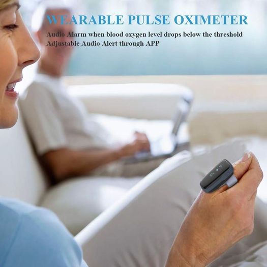 Pulse Oximeter Bluetooth, Oxygen Saturation Monitor, Wireless Blood Oxygen Monitor with Audio Reminder on Device & Smartphone Free APP, Meter SpO2 Pulse Rate for Adult Tracker Rechargeble