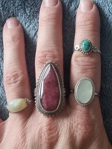 4 stunning rings,all silver,stones