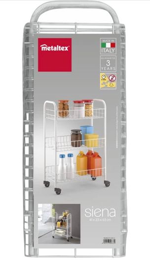 Service Trolley Siena with 3 Stages, Metal, White, 23 x 41 x 63 cm (FREE POSTAGE)