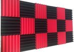 NEW SALE | 12 Pack Wedge RED/Black Acoustic Soundproofing Studio Foam Tiles