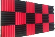 NEW SALE | 12 Pack Wedge RED/Black Acoustic Soundproofing Studio Foam Tiles