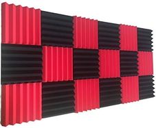 NEW SALE | 12 Pack Wedge RED/Black Acoustic Soundproofing Studio Foam Tiles