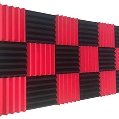 NEW SALE | 12 Pack Wedge RED/Black Acoustic Soundproofing Studio Foam Tiles