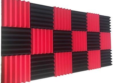 NEW SALE | 12 Pack Wedge RED/Black Acoustic Soundproofing Studio Foam Tiles