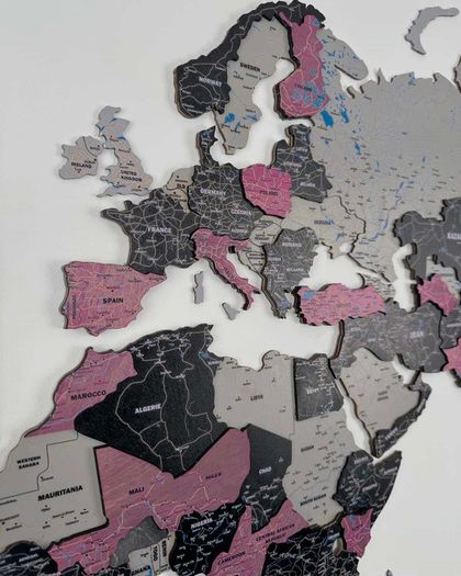 3D Premium Wooden World Map with Country Borders Country Names Capital Names US and Canada Borders and Names World Biggest City Names World Biggest Rivers World Biggest lakes World Main Roads 3D Map Effect