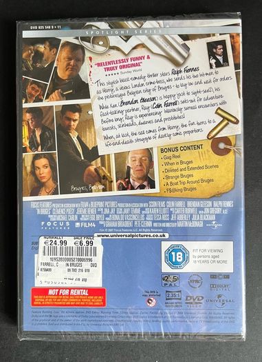 In Bruges. DVD Film . Staring Colin Farrell, Brendan Gleeson & Ralph Fiennes New and Sealed
