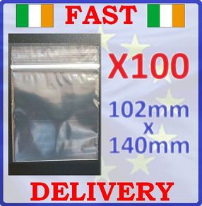 New 100x 102mm x 140mm Grip Seal Ziplock Premium Bags Zipper Lock Clear #232