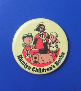 HAMLYN CHILDRENS BOOKS (classic children's cartoons) - promotional button badge with characters from Trumpton, Magic Roundabout & Noggin the Nog (1970's), A scarce badge.
