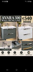Avara 500 wall hung with wrap around handle tap and waste