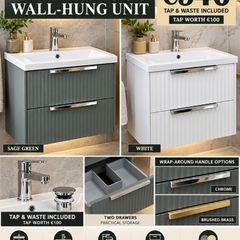 Avara 500 wall hung with wrap around handle tap and waste