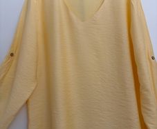 Yellow V Neck Long-Sleeve Shirt with button up