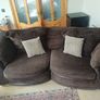 Chocolate 3 Seater Couch - Brown Leather Suede fabric Brown Sofa Image 2