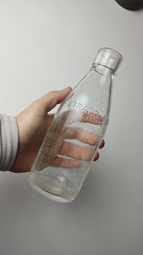 361 - Strand Dairy Vintage Collectible Decorative Clear Glass Embossed Letters Milk Bottle
