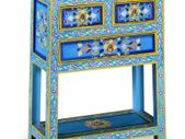 Sideboard with Drawers Solid Mango Wood Turquoise Hand Painted