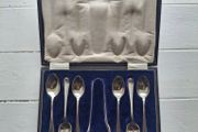 Antique Silverplate  Teaspoons &amp; Sugar Tongs