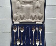Antique Silverplate  Teaspoons & Sugar Tongs