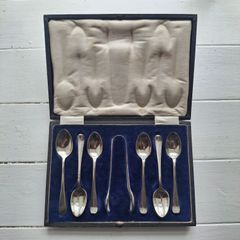 Antique Silverplate  Teaspoons & Sugar Tongs