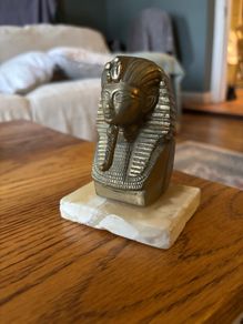 vintage brass bust of the Egyptian Pharaoh Tutankhamun