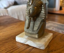 vintage brass bust of the Egyptian Pharaoh Tutankhamun