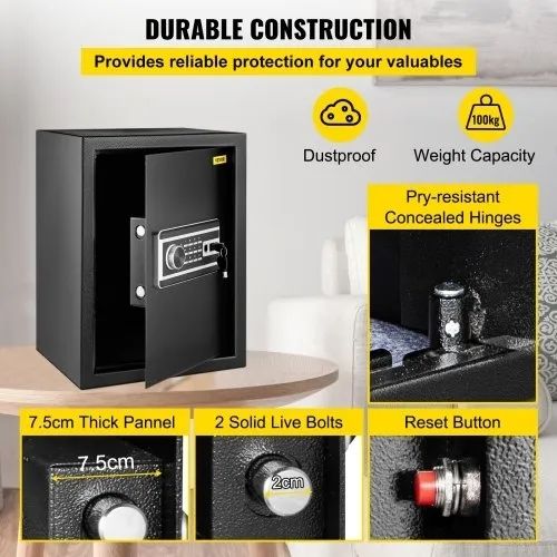 Safe Box, 0.1 m Money Safe with Fingerprint Lock and Digital Keypad, Fireproof Home Safes with A Removable Shelf, Wall-Mounted Security Safe for Cash