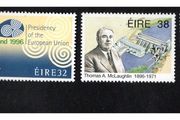 1996 Ireland 150th Birth Anniversary of Michael Davitt. Ireland's Presidency of European Union. Birth Centenary of Thomas McLaughlin. 50th Anniversary of Bord na Mona Stamps Mint Never Hinged (MNH)