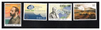 1996 Ireland 150th Birth Anniversary of Michael Davitt. Ireland's Presidency of European Union. Birth Centenary of Thomas McLaughlin. 50th Anniversary of Bord na Mona Stamps Mint Never Hinged (MNH)