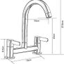 Kitchen Sink Mixer Taps, 2 Hole Kitchen Faucet, 360 Degree Swivel Spout Dual Lever Sink Mixer Tap, Deck Mounted Kitchen Taps, Cold and Hot Mixer Tap, Sink Tap 1/4 Turn with UK Standard Fittings (FREE POSTAGE) Image 4