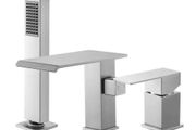 Roman Tub Faucet, 3 Hole Waterfall Bathtub Faucet, Widespread Roman Tub Faucets with Shower Head &amp; 1 Handle, Romans Bathtub Faucets for Pet Washing, Adult Bathing, Brushed Stainless Steel