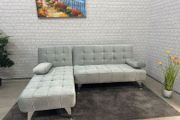 silver Grey Luxury Corner Sofa Bed with Chaise Longue
