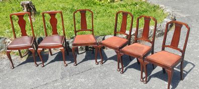 6 Hardwood Vintage Dining Chairs