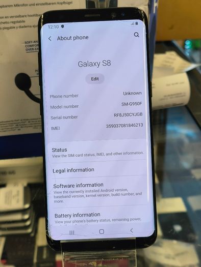Samsung Galaxy S8 64GB Locked to Vodafone Network Black, Front and Back Has Cracks