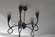 Vintage Spiral Chandelier, Cottagecore Pendant Light 5 spiral arm