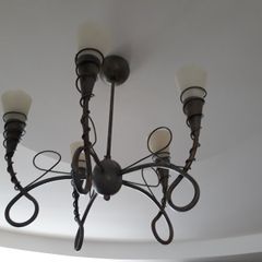 Vintage Spiral Chandelier, Cottagecore Pendant Light 5 spiral arm