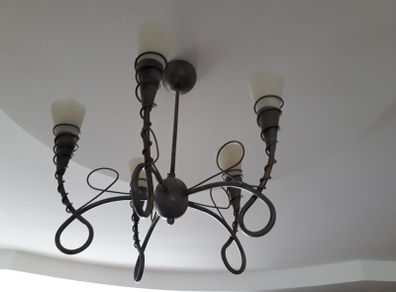 Vintage Spiral Chandelier, Cottagecore Pendant Light 5 spiral arm